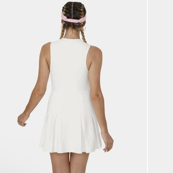 NWT Halara V-Neck Sleeveless Pleated Hem Mini Golf Active Dress Woman’s XS White - Picture 2 of 11